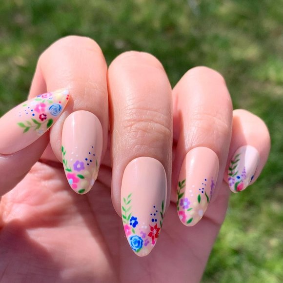 Cute Floral Press on Nails/Spring Press on Nails/ Various Shapes and Sizes - Picture 1 of 7